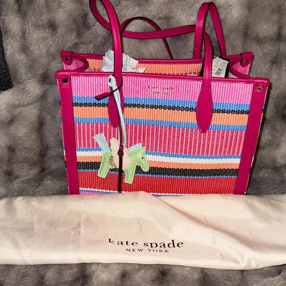 Kate Spade Vibrant Pink and Blue Tote - Picture 1 of 12